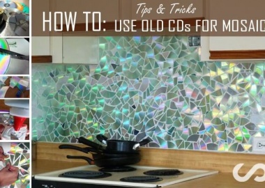 Make a Shining Mosaic Backsplash for Your Kitchen with CDs fi