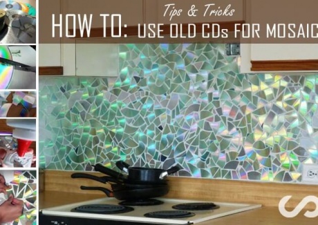 Make a Shining Mosaic Backsplash for Your Kitchen with CDs fi