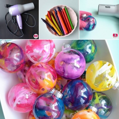 Make These Cool Melted Crayon Ornaments with a Marble Effect fi