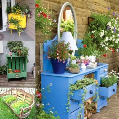 Cool and Creative Recycled Furniture Planter Ideas fi