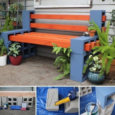 Make This Beauteous Outdoor Bench with Cinder Blocks fi