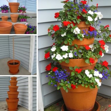 Make This Beautiful Flower Pot Tower for Your Porch fi