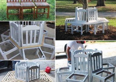 Old Kitchen Chairs Got a Second Life as a Tree Bench fi