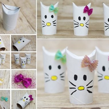 Make These Cute Hello Kitties from Paper Rolls fi