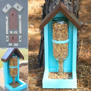 Make This Wine Bottle Bird Feeder for Your Garden fi