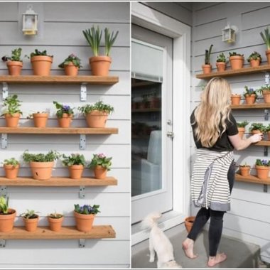 10 Wonderful DIY Outdoor Planter Shelves 2