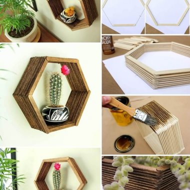 Popsicle Stick Hexagon Shelf fi