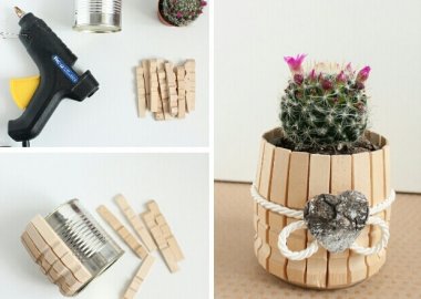 Wood Clothespins and Tin Can Planter fi
