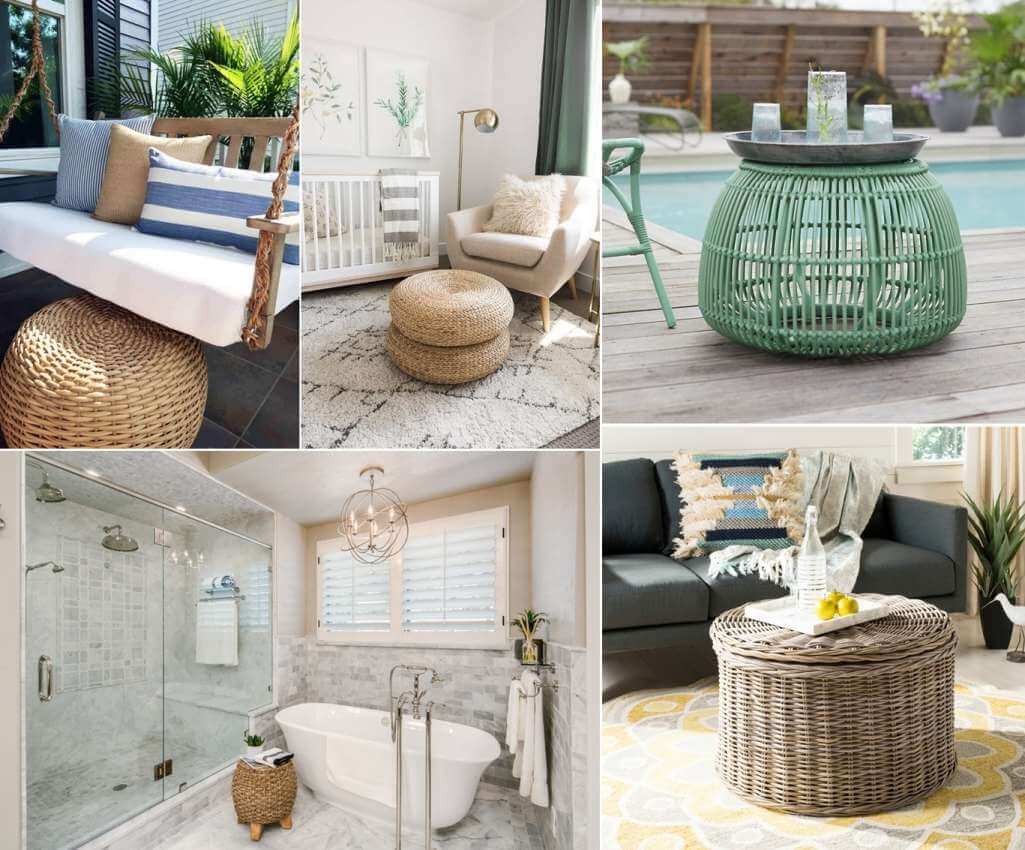 Ideas to Decorate with Wicker Poufs