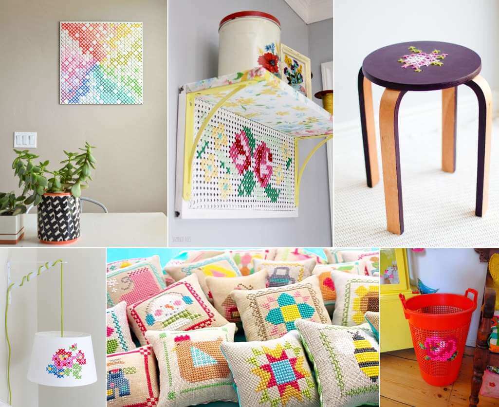 DIY Cross Stitch Inspired Home Decor Projects