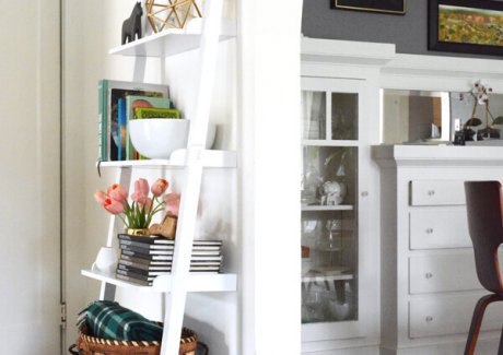 leaning bookcase