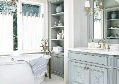 blue bathroom cabinet