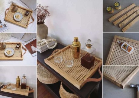 diy cane webbing serving tray