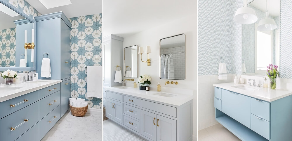 Bathroom With Light Blue Cabinets, Blue Bathroom Cabinet Ideas
